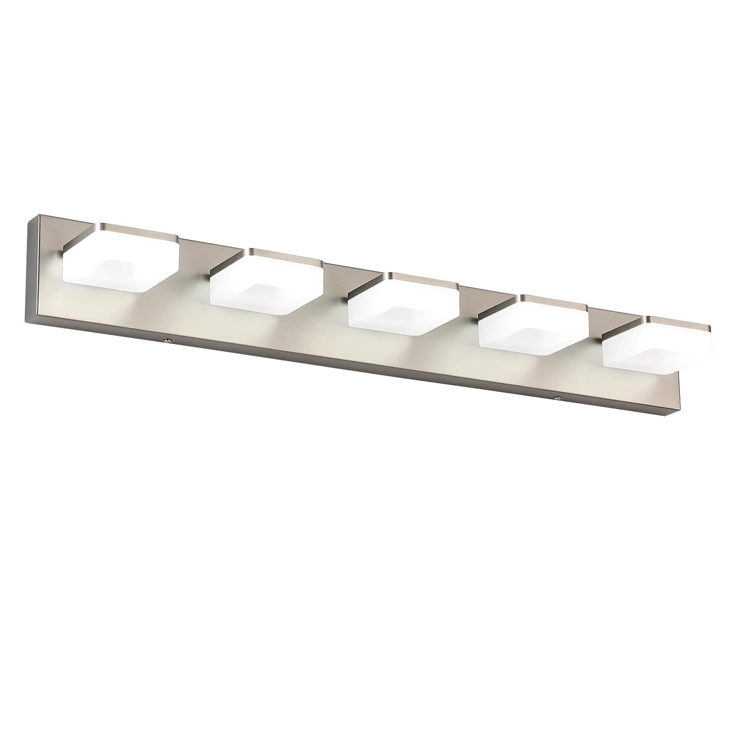 Bicrink Brushed Nickel Vanity Lights For Bathroom 5 Light Vanity Lighting Fixtures For Mirror 32 Adjustable 5500K Modern Led Vanity Light Over Mirror  Bath Wall Lighting Fixtures