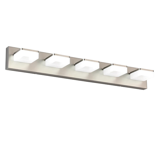 Bicrink Brushed Nickel Vanity Lights For Bathroom 5 Light Vanity Lighting Fixtures For Mirror 32 Adjustable 5500K Modern Led Vanity Light Over Mirror  Bath Wall Lighting Fixtures