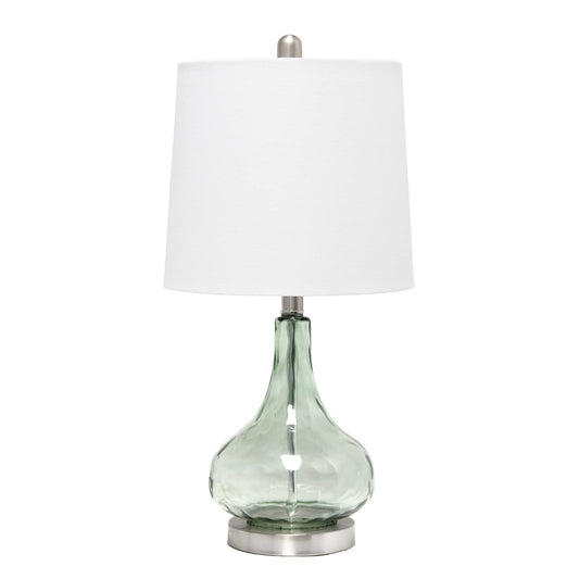 Elegant Designs LT3326-SGE Modern Bedside Table Lamp, 11x11x23.25in, Sage Green Glass Shade, Steel Base