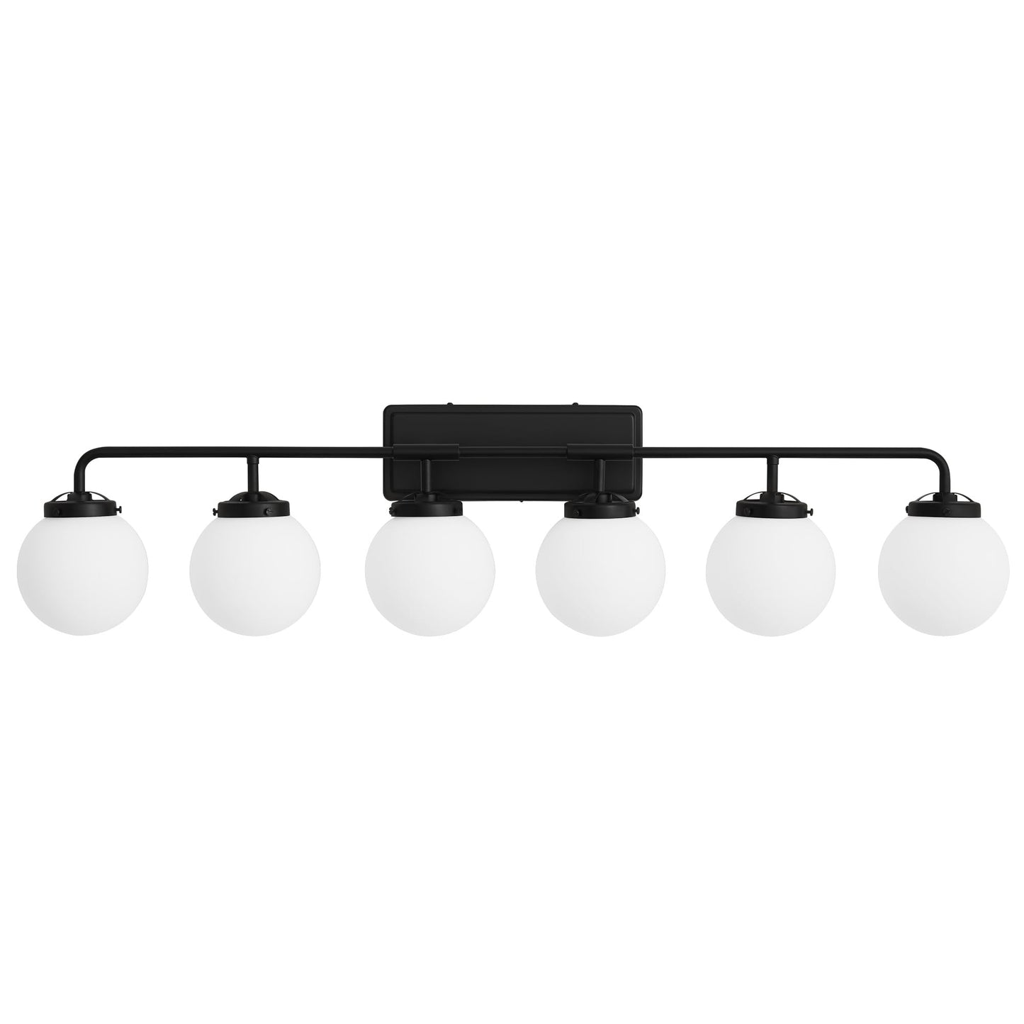 Deyidn Bathroom Light Fixtures Over Mirror  6-Light Matte Black Vanity Lighting With Milk White Glass Globe Shades Modern Wall Sconce