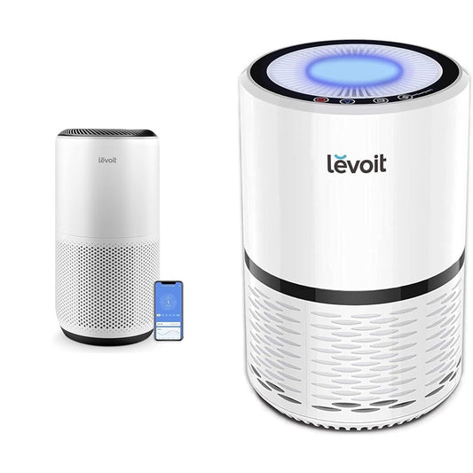 LEVOIT Air Purifiers for Home Large Room Up to 1980 Ft² in 1 Hr With Air Quality Monitor, White & Air Purifiers for Home, H13 True HEPA Filter for Smoke, Dust and Pollen in Bedroom, 1 Pack, White