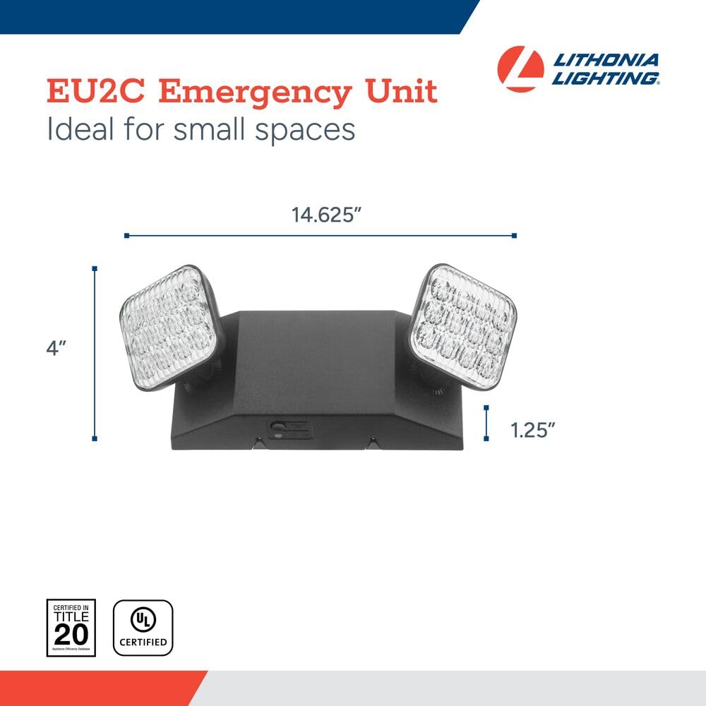 Lithonia Lighting Basics Led Emergency Light  Emergency Lighting With Dual Adjustable Led Lamp Heads  Wall Mount  Damp Location Rated  90-Minute Backup  Mvolt  Black (Eu2C B Mvolt M6)