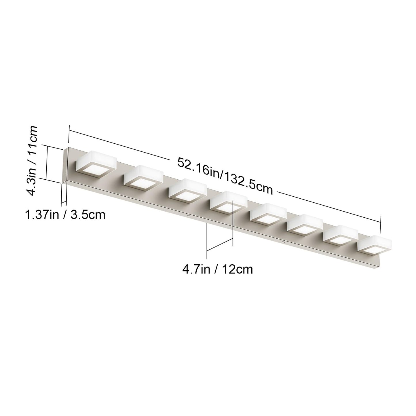 Ralbay 8-Light Brushed Nickel Bathroom Vanity Lights Metal Acrylic Led Modern Bathroom Wall Lighting Fixtures Over Mirror