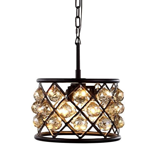 Elegant Lighting 3-Light Pendant Lamp, Mocha Brown Finish, Stainless Steel, 12in Depth x 9in Height, Model 1214D12MB-GT/RC