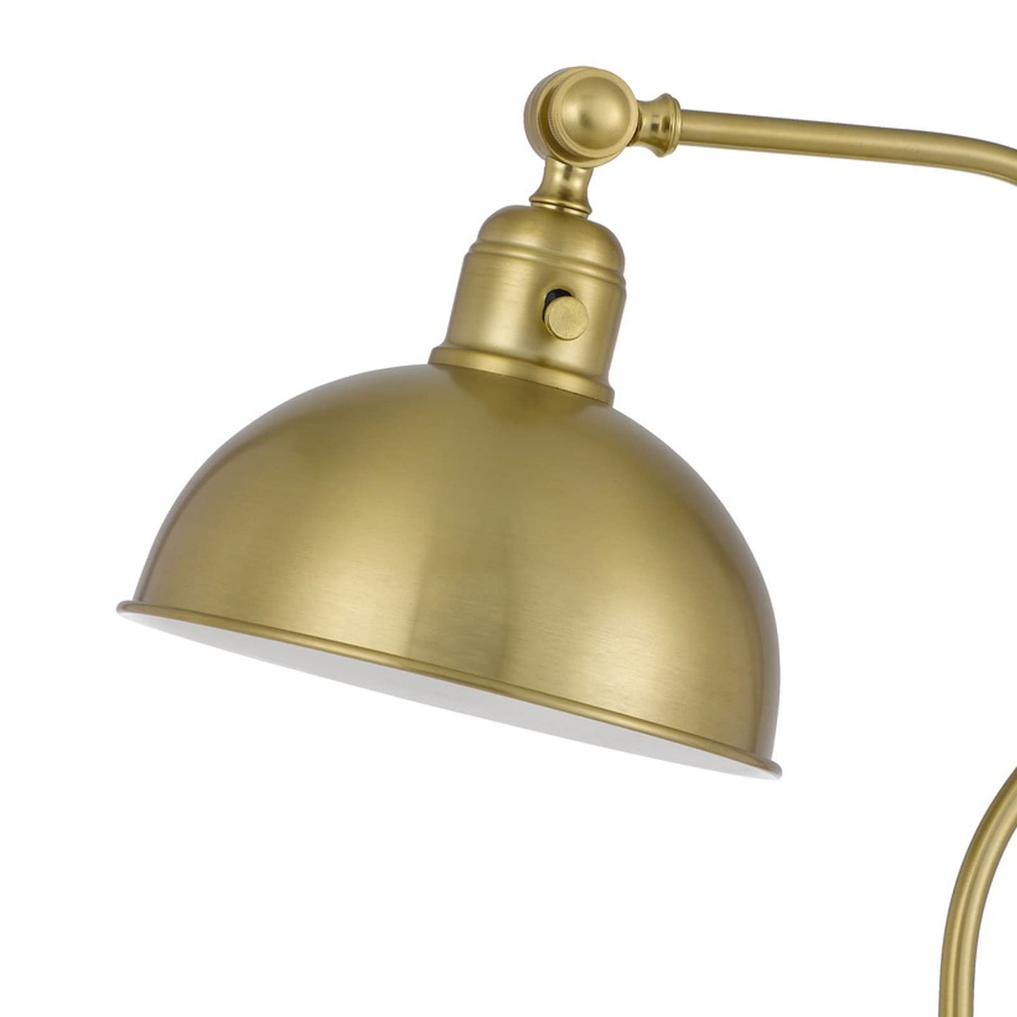 Benzara Desk Lamp – 25 in. Metal Curved Adjustable Dome Shade, Brass, Model BM272204