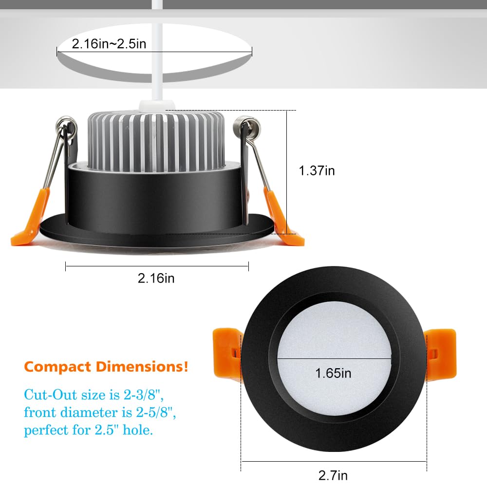 2 Inch Led Downlight  32 Pack Recessed Lighting Dimmable Ceiling Light  3W  4000K Natural White  Cri80 With Led Driver(35W Halogen Equivalent)  Black