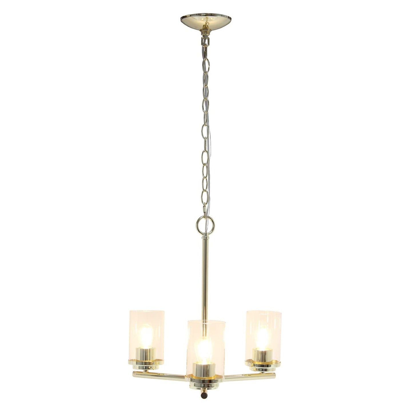 LALIA HOME 3-Light Pendant Chandelier, 15in Classic Clear Glass & Metal, Gold, Model LHP-3012, Ideal for Kitchen Island & Living Room