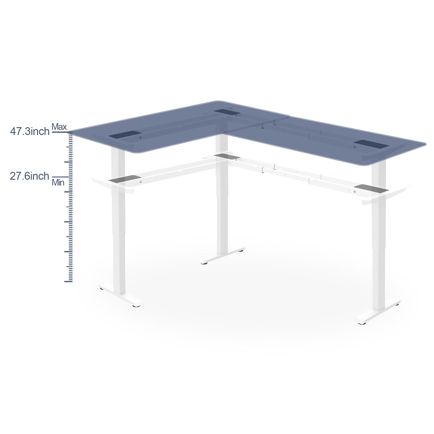 Fromann Adjustable 3 Legs Standing Desk Frame Base Electric Corner Sit-Stand Desk for Home and Office (White)