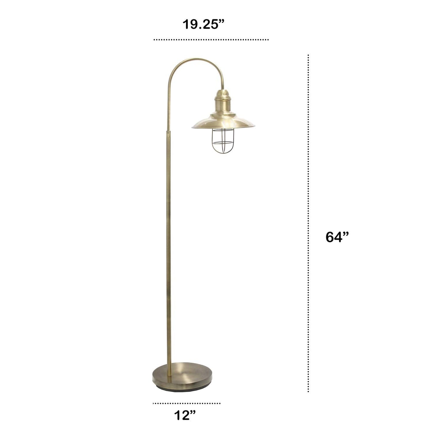 Elegant Designs LF1032-ABS Rustic Open Cage Floor Lamp, Metal, 19.25inL x 12inW x 64inH, Antique Brass