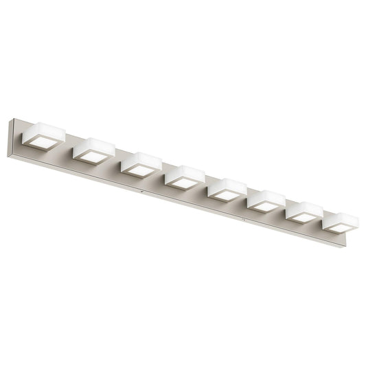 Ralbay 8-Light Brushed Nickel Bathroom Vanity Lights Metal Acrylic Led Modern Bathroom Wall Lighting Fixtures Over Mirror