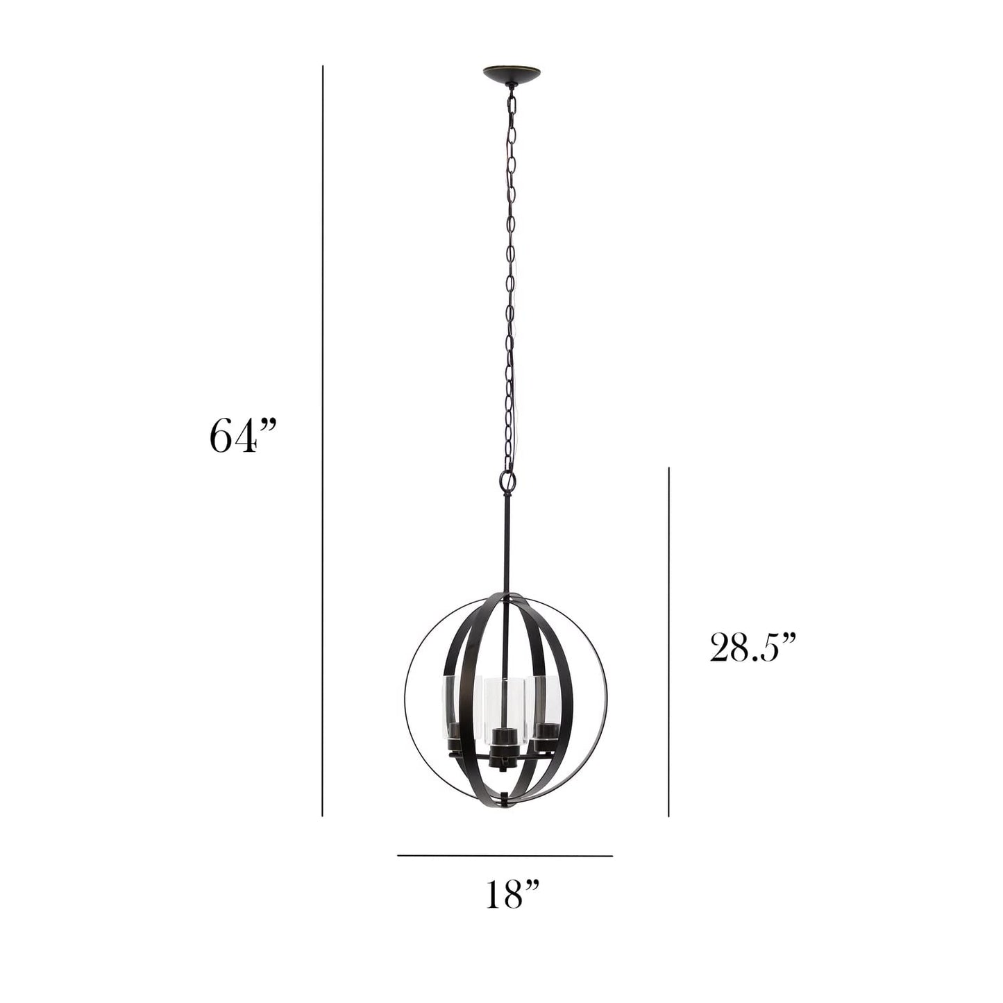 Elegant Designs 3-Light Pendant - Metal & Glass, 18in - Restoration Bronze, Model PT1021-RBZ
