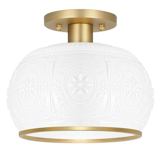Oiyio Brushed Brass Semi Flush Mount Ceiling Light With Clear Globe Glass  Modern Hallway Lighting Fixtures  Vintage Ceiling Light For Kitchen  Bedroom  Closet  Entryway  Porch