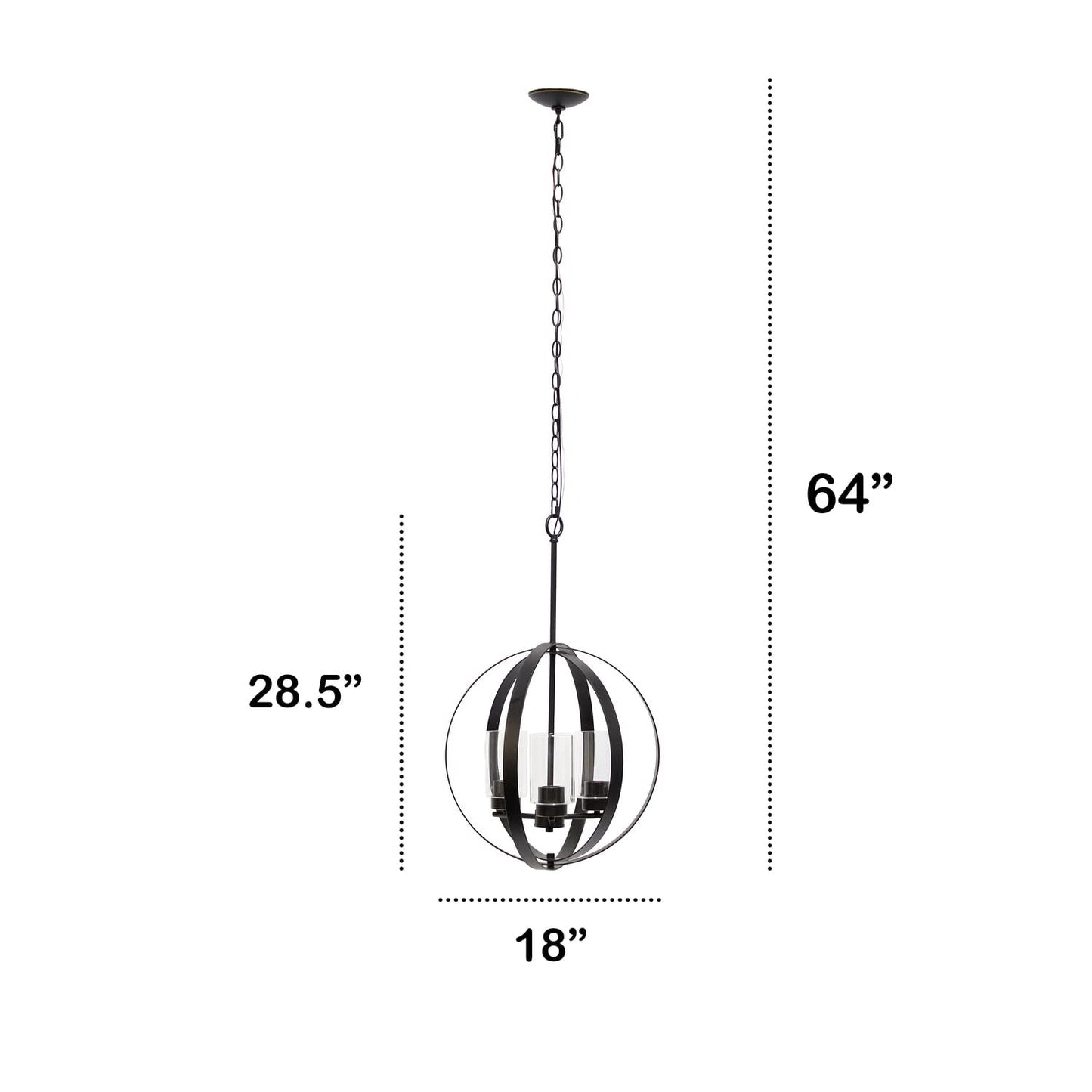 LALIA HOME 3-Light Adjustable Ceiling Pendant, 18in Metal & Glass, Restoration Bronze, Model 1270-LHP-3010-RZ