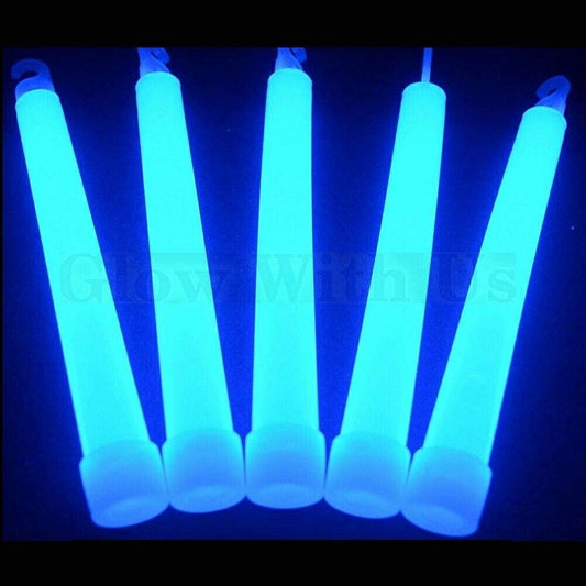 Glow With Us Glow Sticks - 1200 Bulk Blue Light Sticks, 6” Industrial Grade, 12-14 Hrs Glow, 3-Year Shelf Life