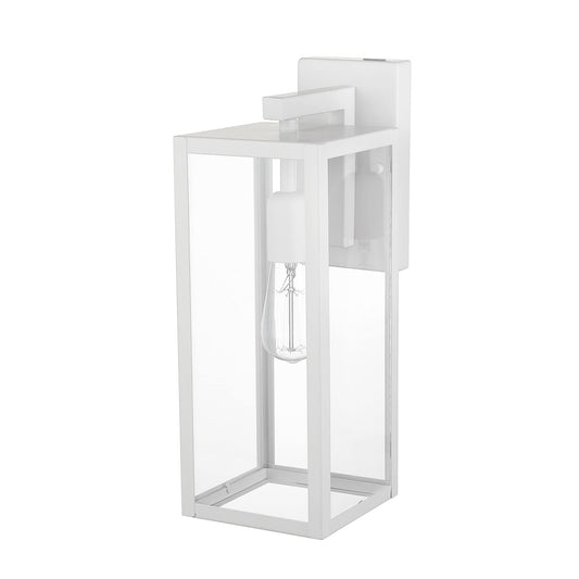 Globe Electric Bowery 1-Light Wall Sconce, Matte White, Clear Glass Shade, Model 44836