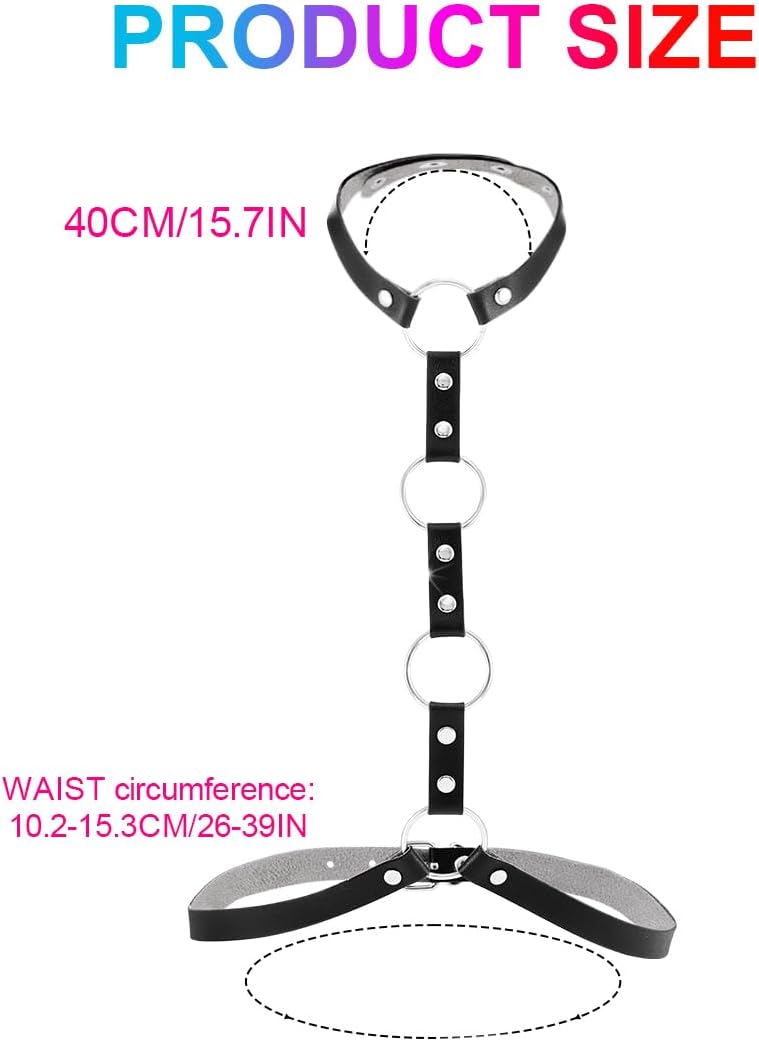 Nicute Gothic Belts for Women Black Waist Harness Leather Fashion Belt Accessories