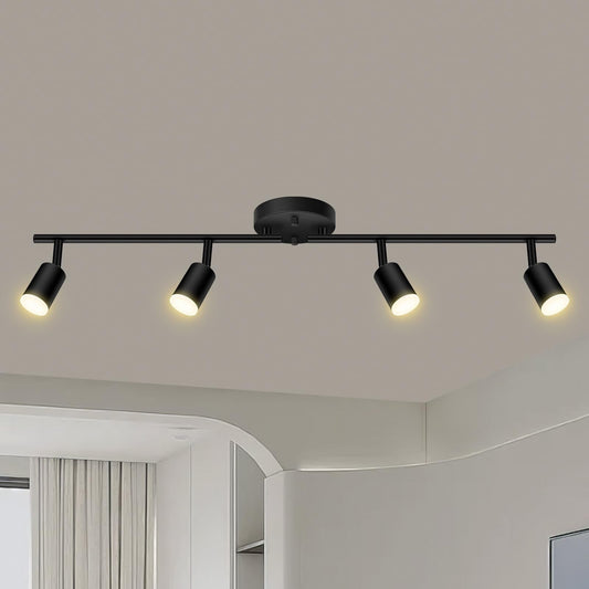 Auquee 4 Light Track Lighting Fixtures Ceiling  16W/2700K Black Track Lighting With Acrylic Lampshade & Rotatable Light Heads  20000Hrs Lifespan  Modern Led Track Lights Ceiling For Kitchen/Hallyway