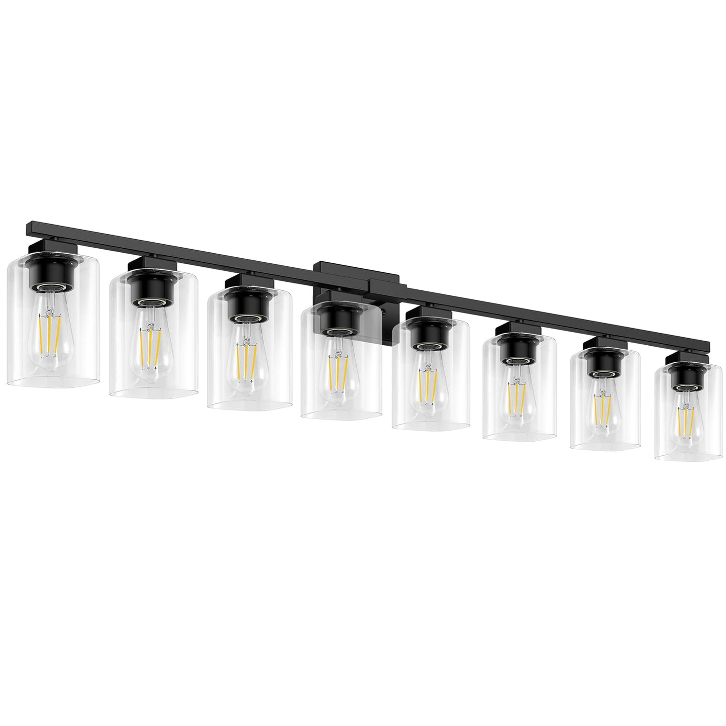 Beslowe 51 8-Light Bathroom Light Fixture  Modern Black Vanity Light  Bathroom Lighting Fixtures Over Mirror  Matte Black Bathroom Wall Lamp  Wall Lights For Living Room Bedroom Hallway