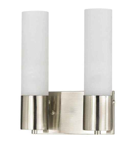 Cal Lighting Transitional Two Wall Lamp, Metal, Silver, Model CALLA-198-2L, 4inL x 9.25inW x 11.25inH