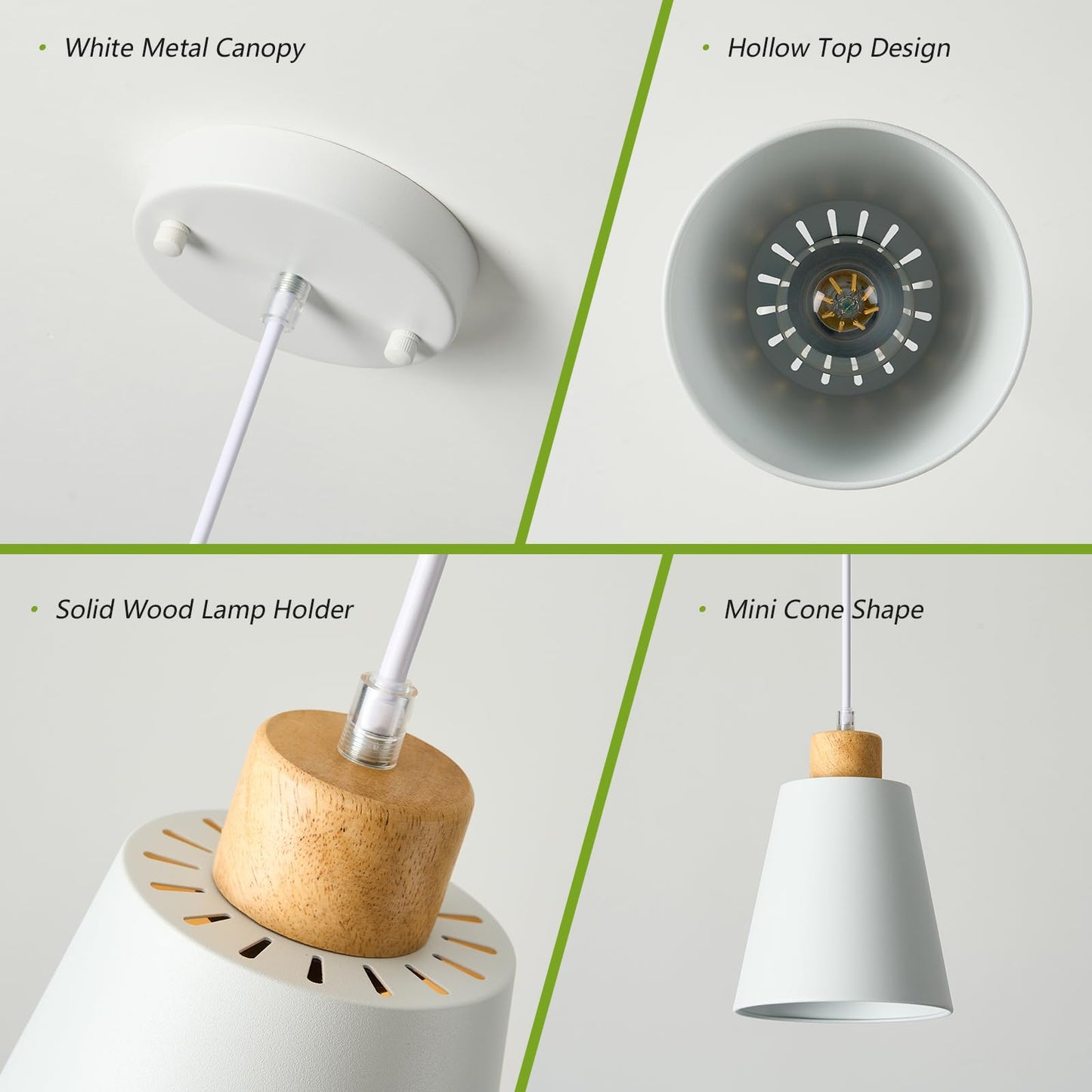 3 Pack Mini White Pendant Light Kitchen Island Modern Wood Pendant Lighting Cone Hanging Lights Hollow Top Nordic Island Light For Counter  Bar  Hallway