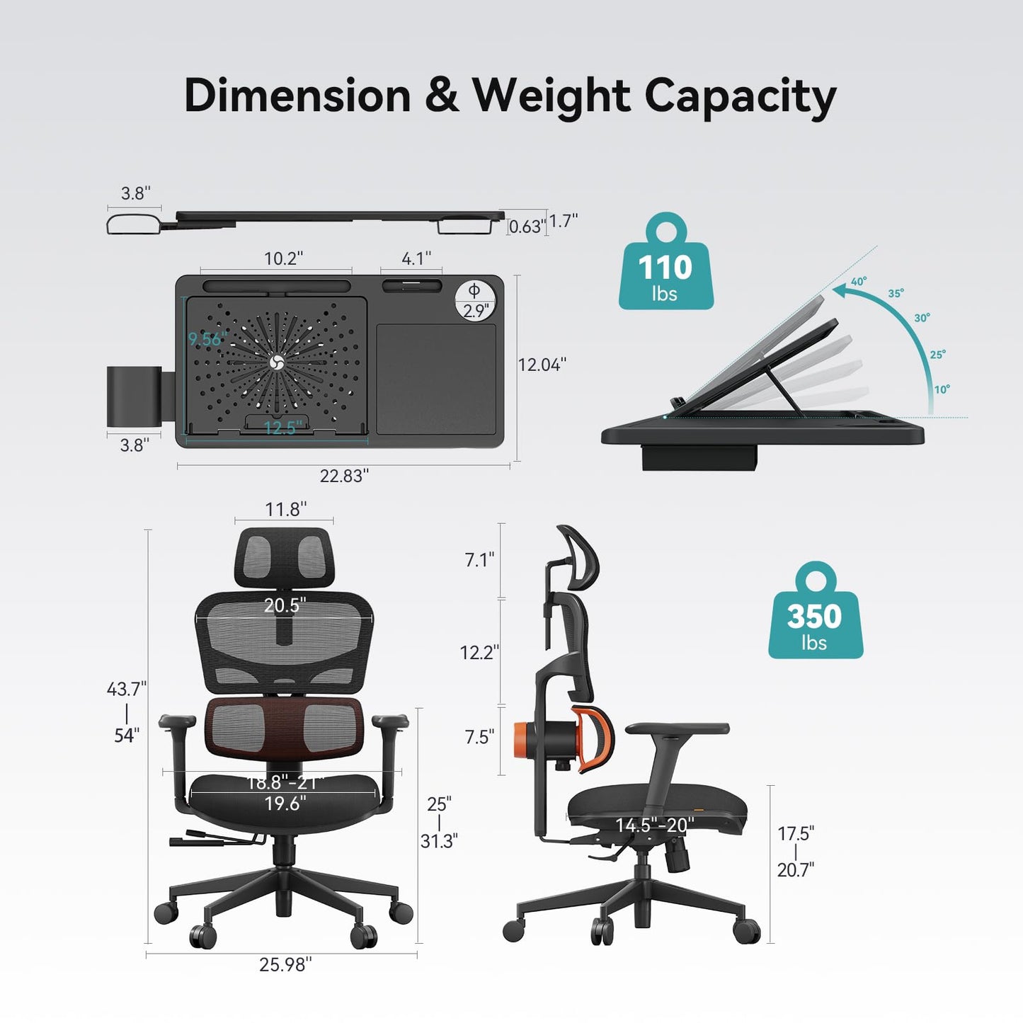 Newtral Office Chair Ergonomic - Home Office Desk Chair, Back Pain Chair with Auto-Following Lumbar Support, 4D Armrest, Seat Depth and Height Adjustable