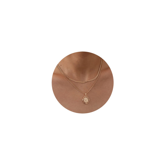 Ascona N Initial Layered Necklaces for Women, Dainty Simple Trendy Gold Plated Multi Layered Layering Letter Alphabet Pendant Ch