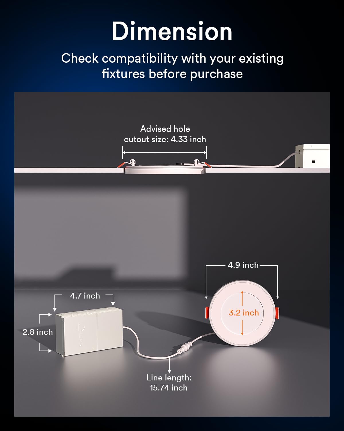 Lumary Rgbai Smart Recessed Lighting 4 Inch With Gradient Accent And Night Ring  9W 780Lm Wifi Canless Wafer Downlight With Junction Box  Led Downlight Work With Alexa/Google Assistant/Siri  1Pcs