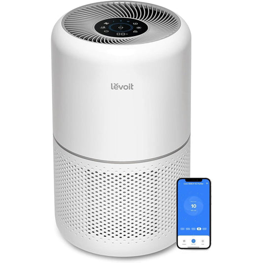 LEVOIT Air Purifiers for Home Bedroom, HEPA Sleep Mode, AHAM VERIFIDE, Smart WiFi for Home Large Room, Quiet Cleaner for Pet Hair, Allergies, Dust, Smoke, Pollon, Alexa Control, Core300S-P, White