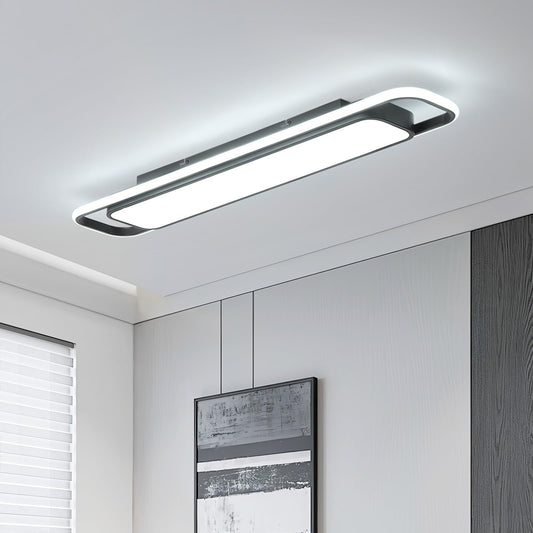 Oranoor Modern Led Ceiling Lighting  70W 6000K Black Linear Flush Mount Light Fixture  39.4 Low Profile Lights Fixture Long Led Ceiling Lamp For Kitchen Bedroom Living Room Hallway (Cool White)