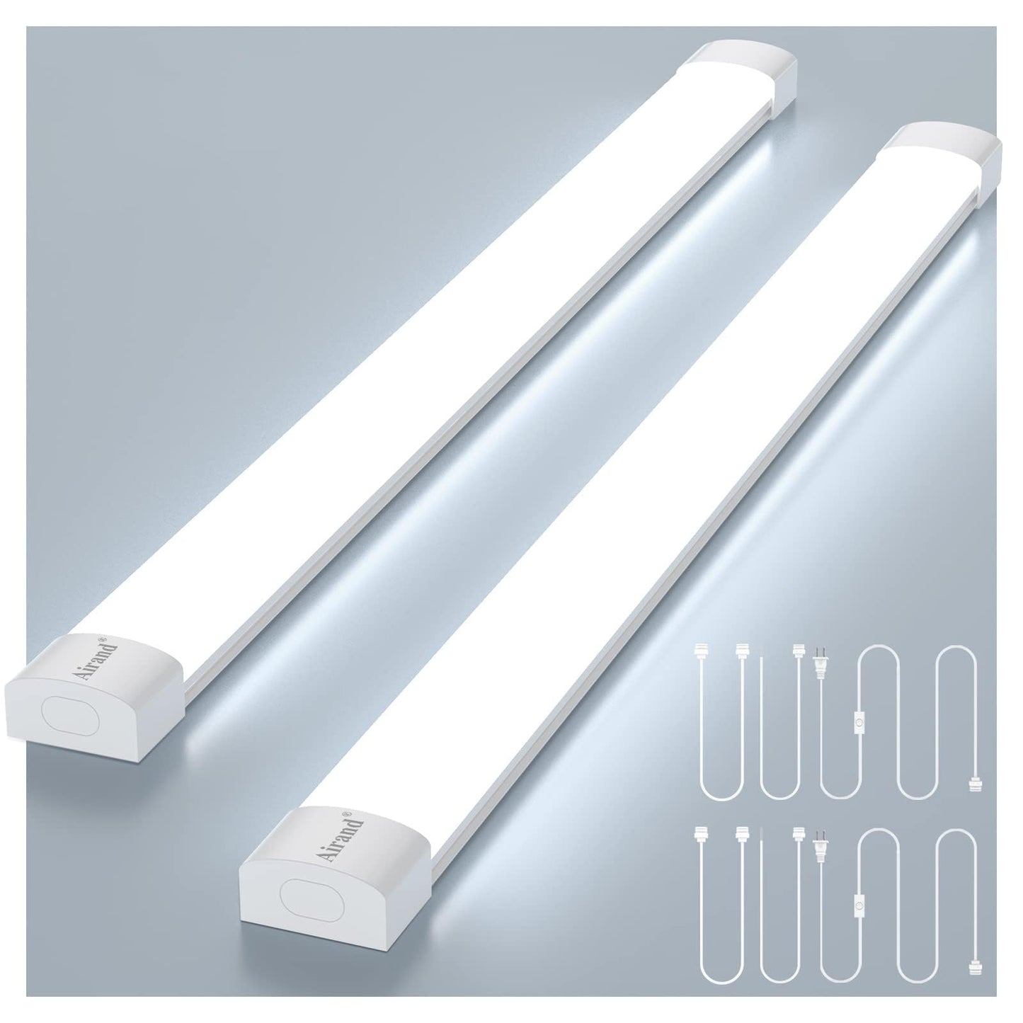 Airand LED Shop Lights Fixture, Waterproof 4FT, 2PCS, 5000K, Under Cabinet Lighting, White, Plastic
