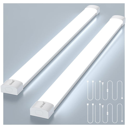 Airand LED Shop Lights Fixture, Waterproof 4FT, 2PCS, 5000K, Under Cabinet Lighting, White, Plastic