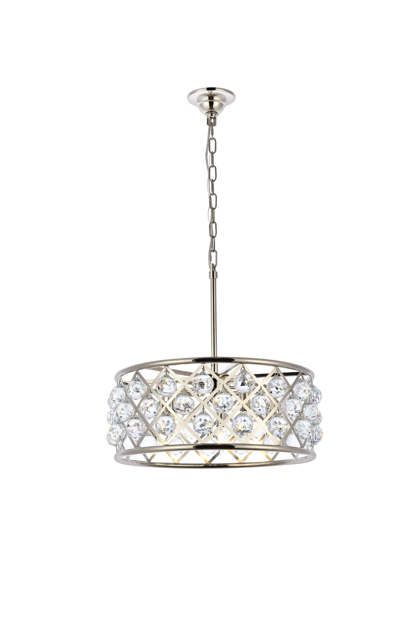 Elegant Lighting Madison Collection 5-Light Pendant Lamp, 20in Depth x 9in Height, Polished Nickel Finish, Crystal, Model 1214D20PN/RC