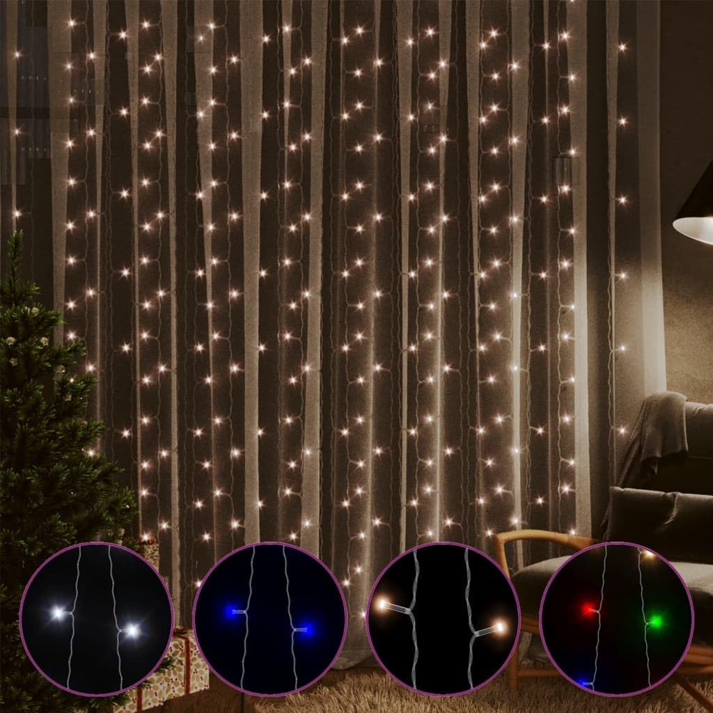 vidaXL Christmas Curtain Fairy Lights - 300 LEDs - 9.8x9.8 - Warm White - Waterproof - Model 328925