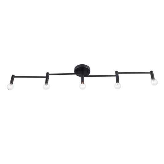Globe Electric Tempo 5-Light Track Lighting, Matte Black, Model 59969, Metal Construction
