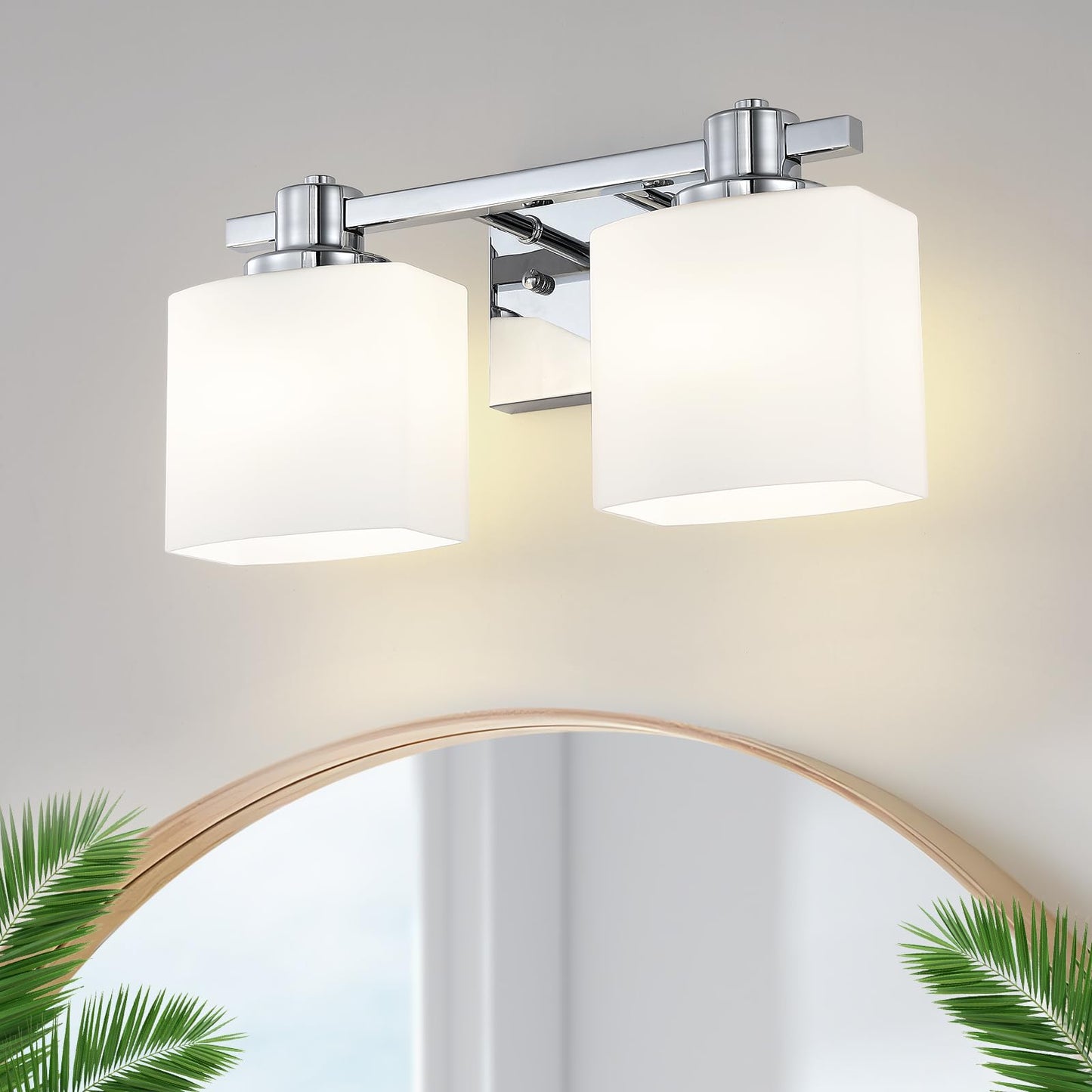 Nedyzog 24 Inch Chrome Bathroom Light Fixtures Over Mirror 3 Light Bathroom Vanity Light Silver Modern Industrial Makeup Lighting Wall Sconce Shower Farmhouse Rustic Milk Glass Lamp Above Desk Sink