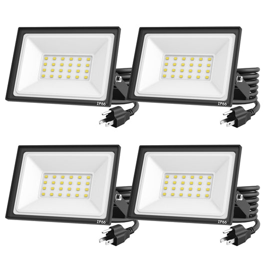 Madewell Living 4-Pack 30W Led Flood Lights Outdoor - 5400 Lumens Super Bright Security Lighting  Ip66 Waterproof  5000K Daylight - Energy-Efficient Outdoor Lights For Garage  Garden  Lawn  Backyard