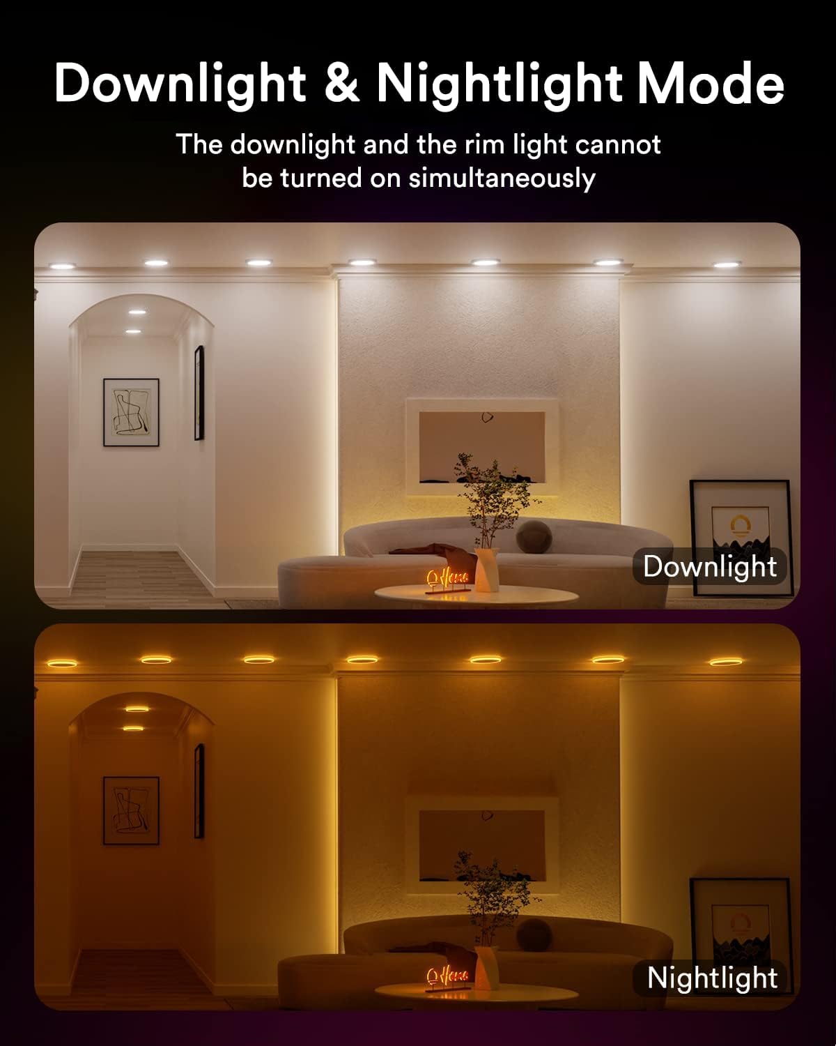 Lumary Rgbai Smart Recessed Lighting 6 Inch With Gradient Accent And Night Ring  12W 1000Lm Wi-Fi Led Recessed Lights  Led Downlight Compatible With Alexa/Google Assistant/Siri  1Pcs