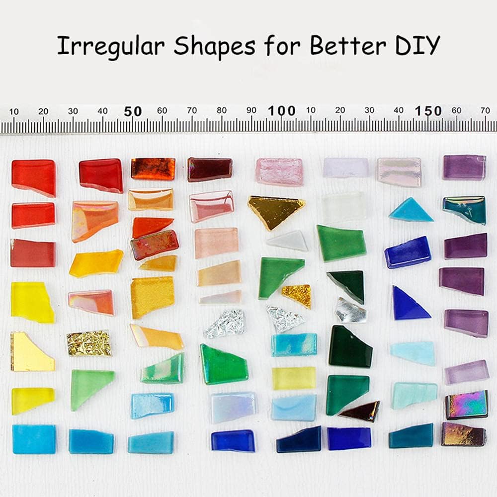 1.1lb Irregular Crystal Mosaic Tiles,Small Mosaic Tile DIY Hobbies Children Handmade Crystal Craft for Crafts Bulk DIY Picture Frames Handmade Jewelry Coaster (Mix Color Series)