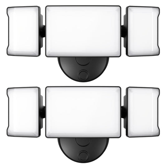 Olafus 60W Flood Lights Outdoor 2 Pack, 6000LM, 6500K, IP65 Waterproof, Black, Model BDB50-3