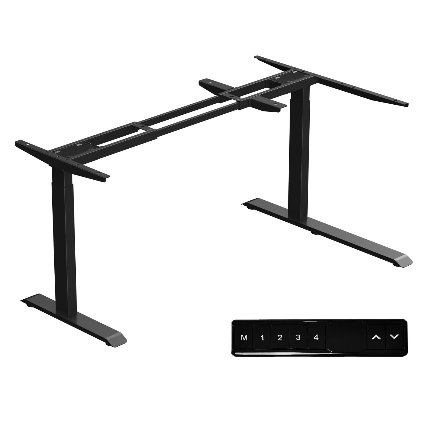 Fromann Standing Desk Frame Electric Height Adjustable Desk Legs Sit Stand Up Table Base Dual Motor L Shaped Corner with USB for Home and Office (Black)