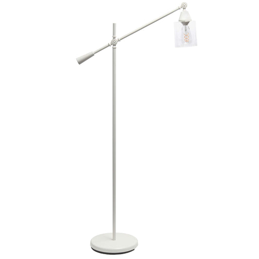 Elegant Designs LF1030-WHT Floor Lamp, Metal, 30inL x 11inW x 56inH, White Glass Shade
