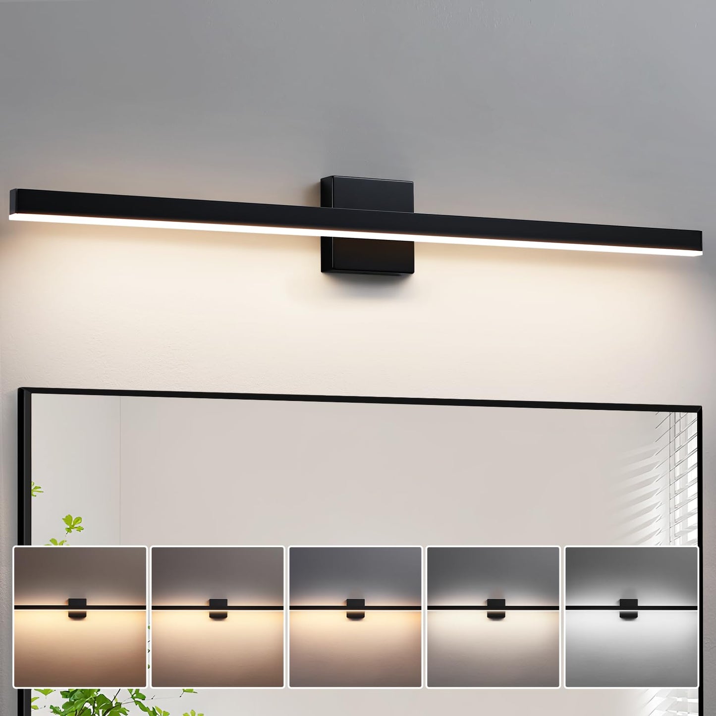 Kaisite Black Vanity Light For Bathroom Above Mirror 39 Inch Led 5Cct Bathroom Lighting Fixtures Dimmable Modern Bath Wall Light Fixture Over Mirror