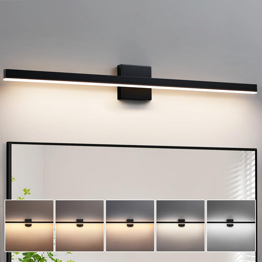 Kaisite Black Vanity Light For Bathroom Above Mirror 39 Inch Led 5Cct Bathroom Lighting Fixtures Dimmable Modern Bath Wall Light Fixture Over Mirror