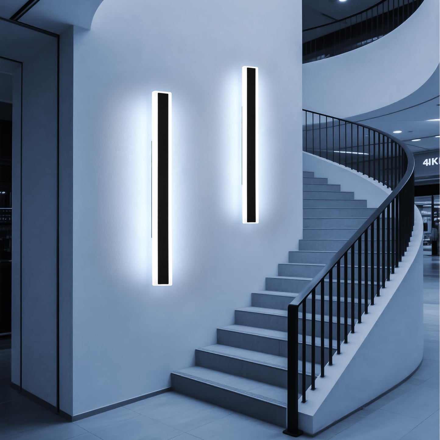 Mikeru 2Pack 47.2Inch Long Led Wall Light  6000K Cool White Modern Outdoor Wall Light Ip65 Waterproof Black Acrylic Porch Exterior Lighting Fixtures  Exterior Wall Mount Lights