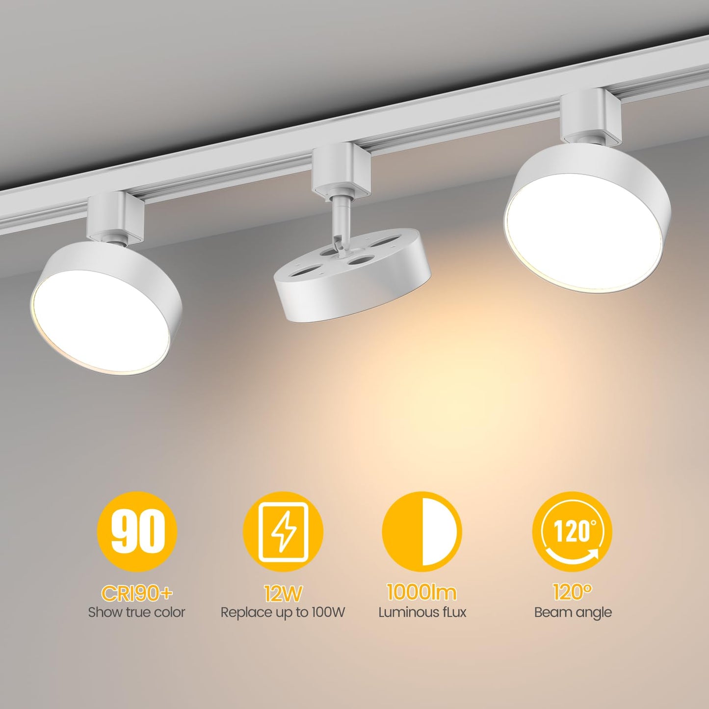 Tuyubee Diffuse Led Track Lighting Heads H Type Track Light Heads Dimmable Kitchen Track Lighting Fixtures Ceiling  Compatible With H Track Rails - Flicker Free Cri90+ 3000K 12W 1000Lm  4 Pack White