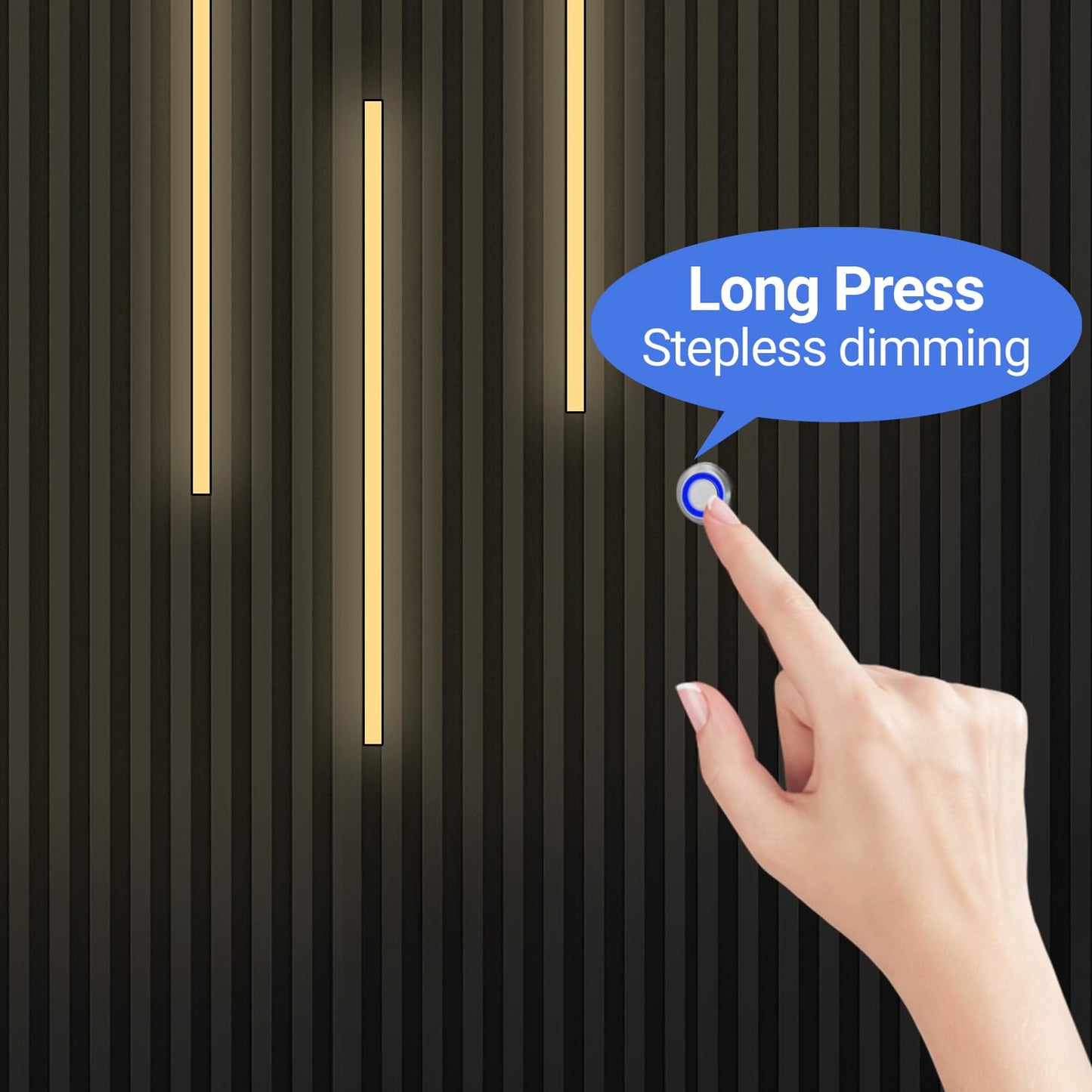 Hamrvl Led Recessed Lighting For Wood Slat Wall Panels - Dc12V 6Pcs 16In Self-Adhesive Wall Panel Lights With Smart Switch For Acoustic Panel Headboard Stair Under Cabinet Lighting - Warm White 3000K