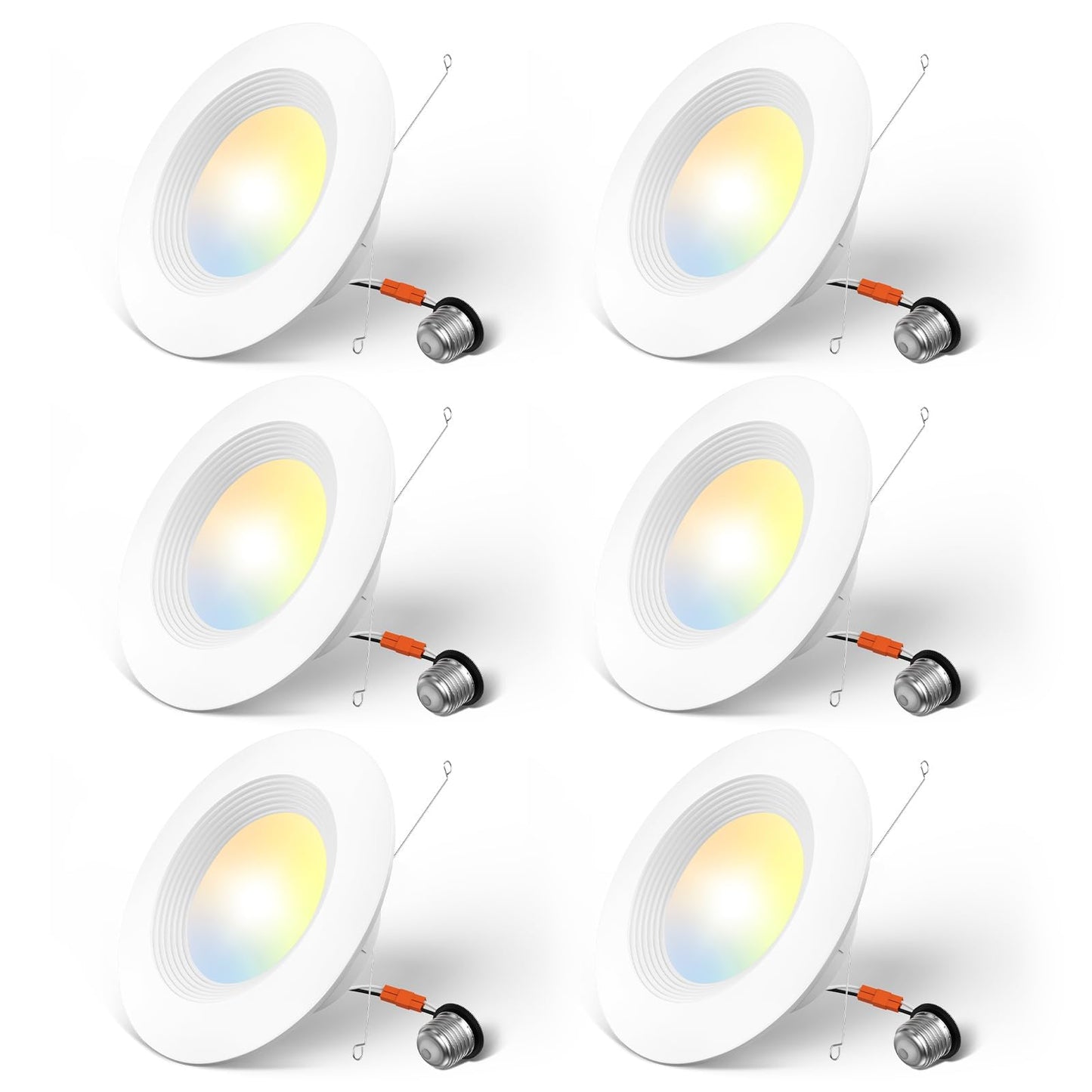 Amico 5/6 Inch 5Cct Led Recessed Lighting 6 Pack  Dimmable  Ic Rated  12.5W=100W  950Lm Can Lights With Baffle Trim  2700K/3000K/4000K/5000K/6000K Selectable  Retrofit Installation  Etl & Fcc