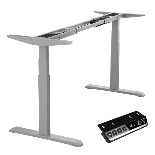 Okin Dual Motor Electric Standing Desk Frame with Memory Controller, Standing Desk Legs Up to 49.3", 3 Stage Rapid Mount Adjustable Desk Legs 270lbs Load Capacity for Home & Office, Silver Frame Only