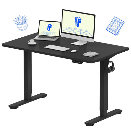 FLEXISPOT EN1 One-Piece Standing Desk, 48"x24" Seamless Desktop Electric Height Adjustable for Home Office, Study Rooms & Multi-Device Workstations, Black