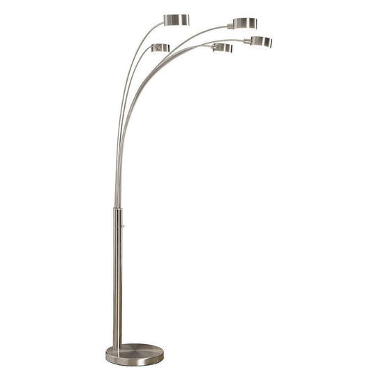 Artiva USA 5 Arc Floor Lamp with Dimmer Switch, Brushed Steel, 360 Degree Rotatable Shades, Model A207901SN